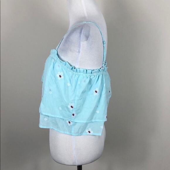 Love Fire Top Tiered Blue Crop Top Ruffle Tassel - Picture 4 of 7